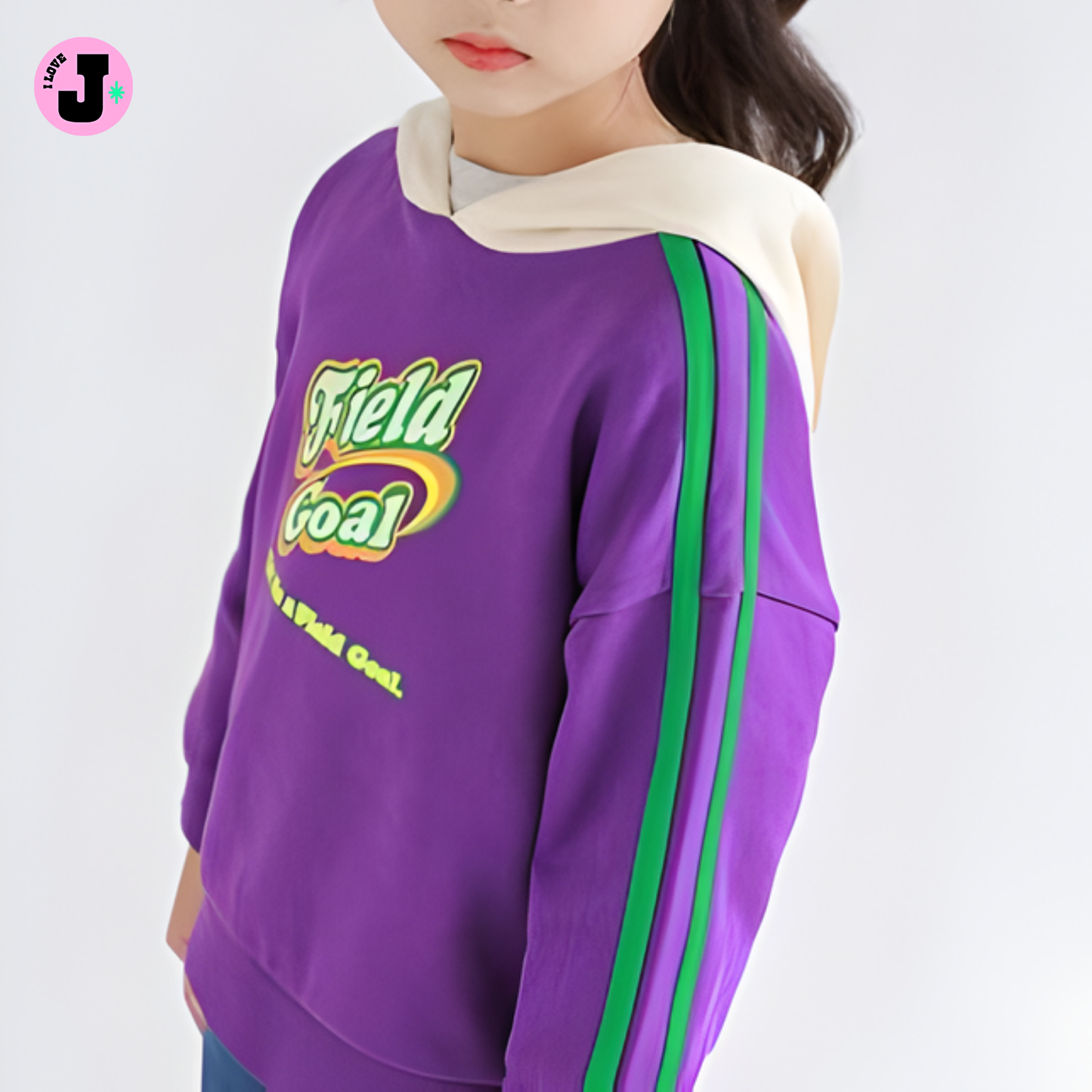 I LOVE J Kids “KICK ME A FIELD GOAL” Printed Unisex Soft Cotton Hoodie Jacket | Ages 3-7