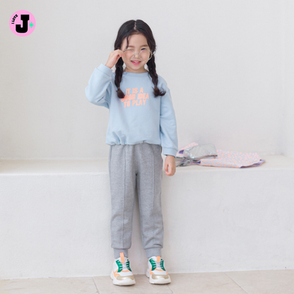 I LOVE J Kids “GOOD IDEA” Printed Sky Blue Cotton Unisex Pullover Sweatshirt | Ages 3-8