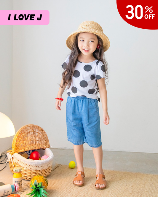 MIYO White & Black Polka Dot Short Sleeve Top