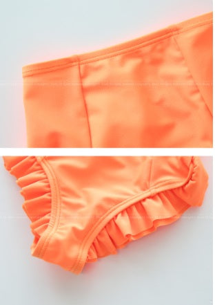 ILOVEJ Girls Neon Check Bikini Swim Set with Swim Cap UV Protection Quick-Dry Two-Piece Swimsuit for Kids | Ages 8–10
