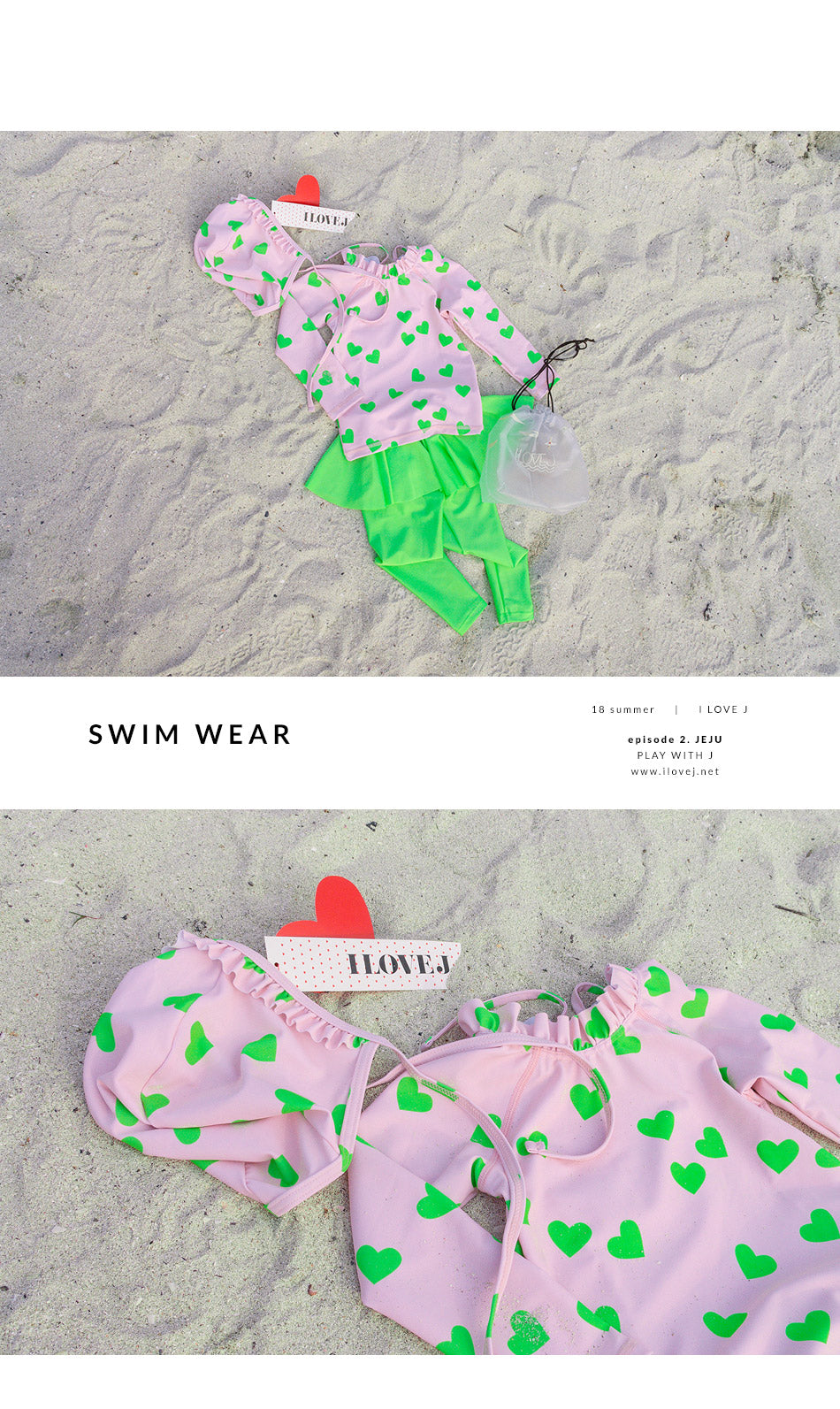ILOVEJ Girls Sweet Heart Rash Guard 3-Piece Swim Set UV Protection Quick-Dry Swimwear Set for Kids | Ages 4–12