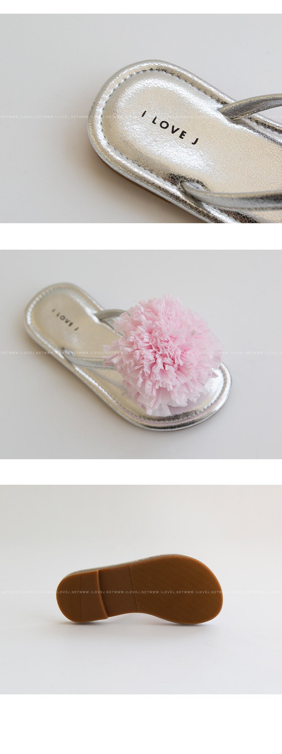 ILOVEJ Girls Pom-Pom Glitter Flip Flops Sparkle Lightweight Non-Slip Summer Beach Slippers for Kids | Ages 4–7