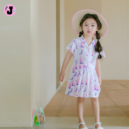 I LOVE J Kids Cute Button-Up Yacht Dress | Ages 3-4
