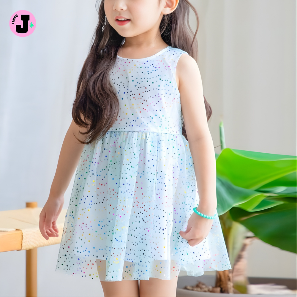 I LOVE J Kids AVANI Rainbow Star Lace Dress | Age 4-5
