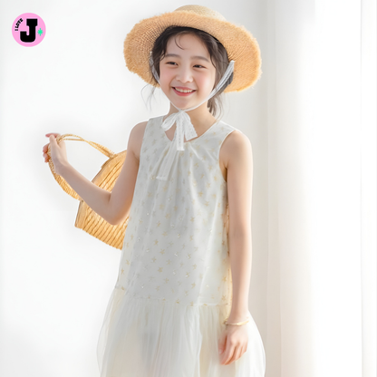 I LOVE J Kids Metal Star Lace Dress | Ages 4–5