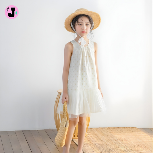 I LOVE J Kids Metal Star Lace Dress | Ages 4–5