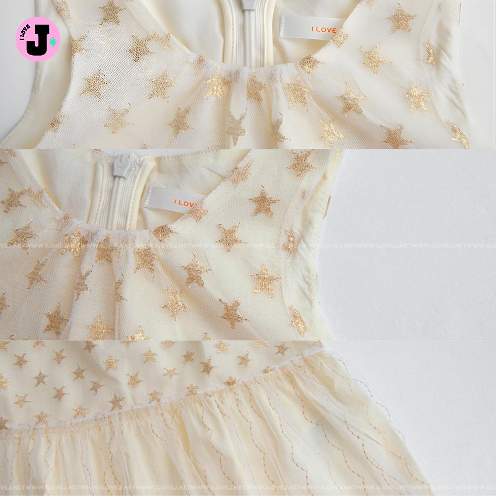 I LOVE J Kids Metal Star Lace Dress | Ages 4–5