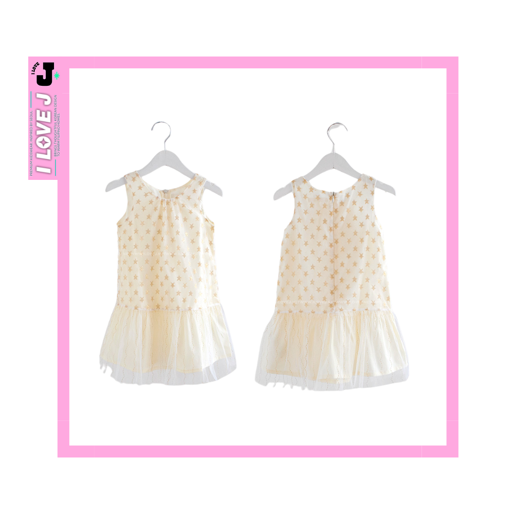 I LOVE J Kids Metal Star Lace Dress | Ages 4–5