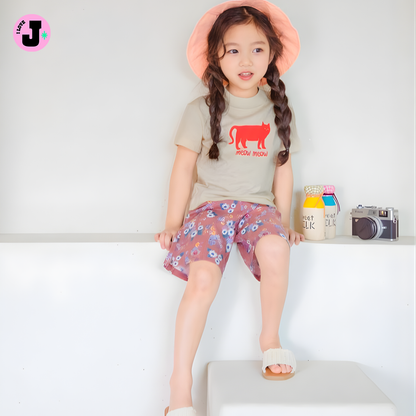 I LOVE J Kids Lightweight Summer Floral Capri Pants | Ages 7-11