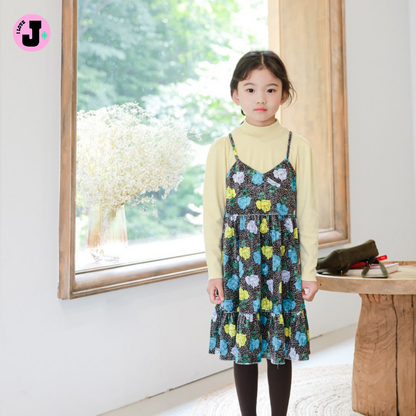 I LOVE J Kids Velvet Rose Layered Dress with Puff Sleeve Tee | Ages 3-13