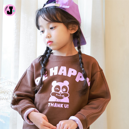 I LOVE J Kids "BE HAPPY" Cotton Unisex Pullover Sweatshirt  | Ages 3-7