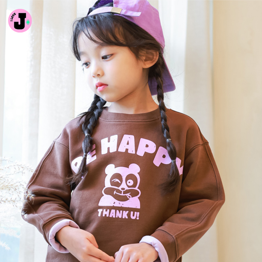 I LOVE J Kids "BE HAPPY" Cotton Unisex Pullover Sweatshirt  | Ages 3-7