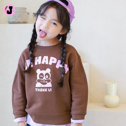 I LOVE J Kids "BE HAPPY" Cotton Unisex Pullover Sweatshirt  | Ages 3-7