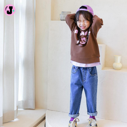I LOVE J Kids "BE HAPPY" Cotton Unisex Pullover Sweatshirt  | Ages 3-7