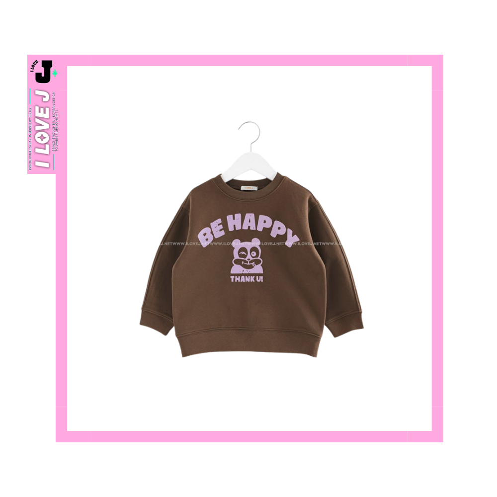 I LOVE J Kids "BE HAPPY" Cotton Unisex Pullover Sweatshirt  | Ages 3-7