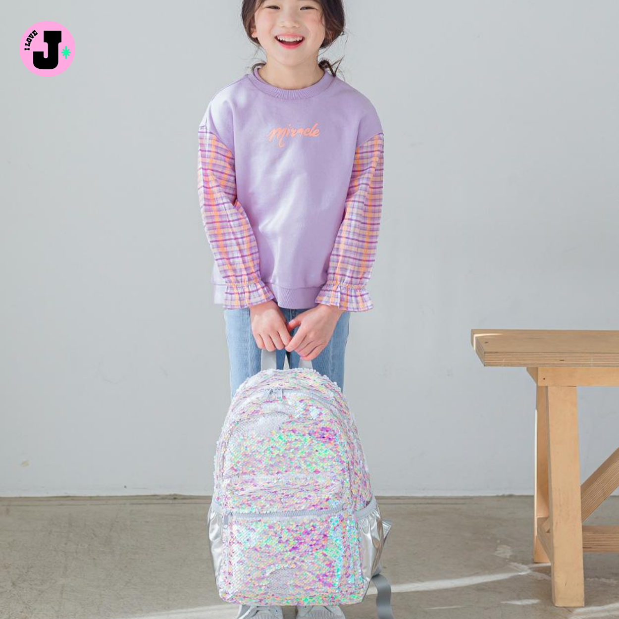 I LOVE J Kids CHARM Fun Sparkly Sequin Backpack