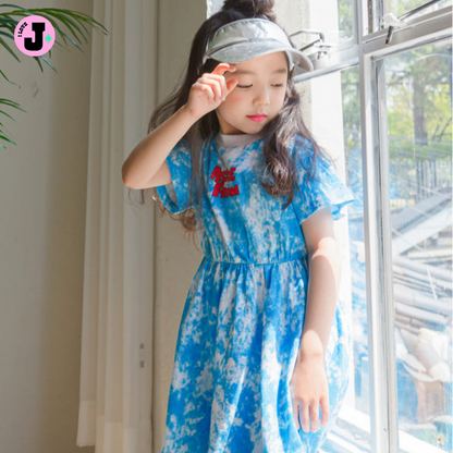 I LOVE J Kids NAYEOM Tie-Dye Short-Sleeve Summer Dress | Ages 3-7