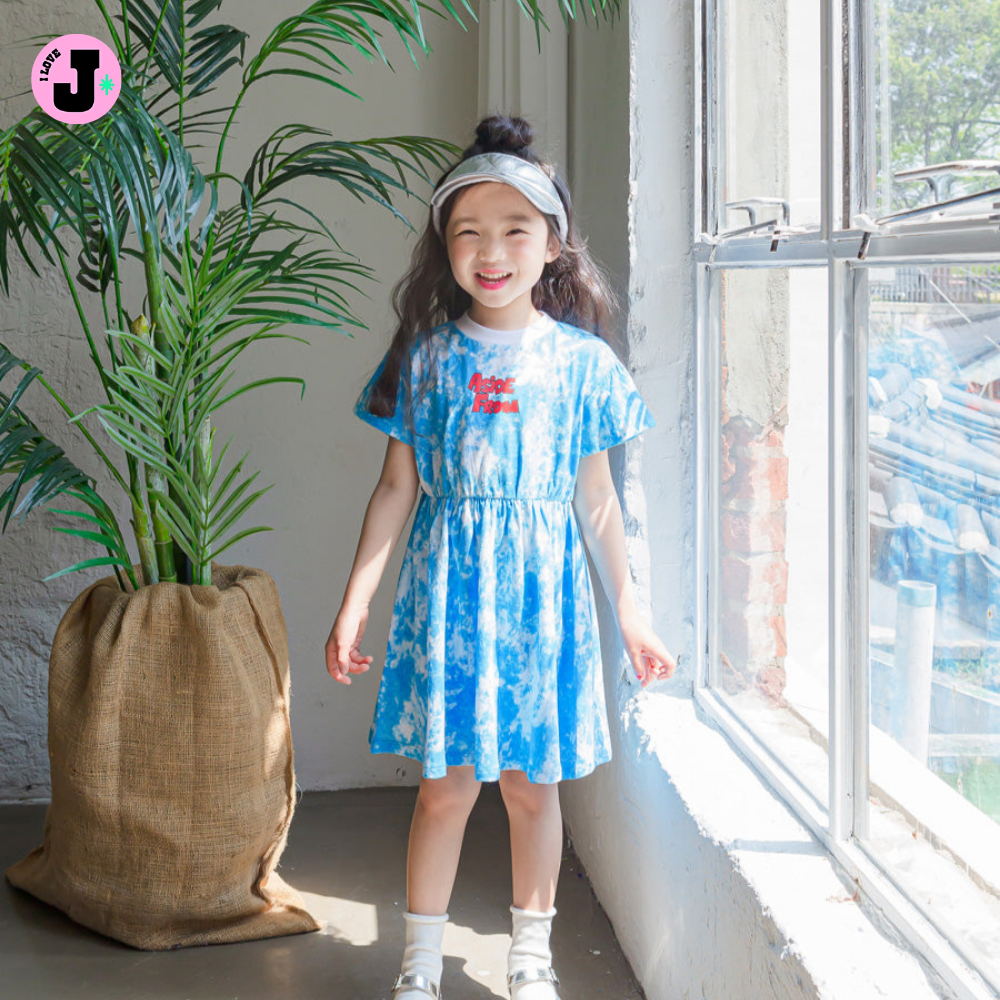 I LOVE J Kids NAYEOM Tie-Dye Short-Sleeve Summer Dress | Ages 3-7