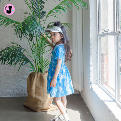 I LOVE J Kids NAYEOM Tie-Dye Short-Sleeve Summer Dress | Ages 3-7