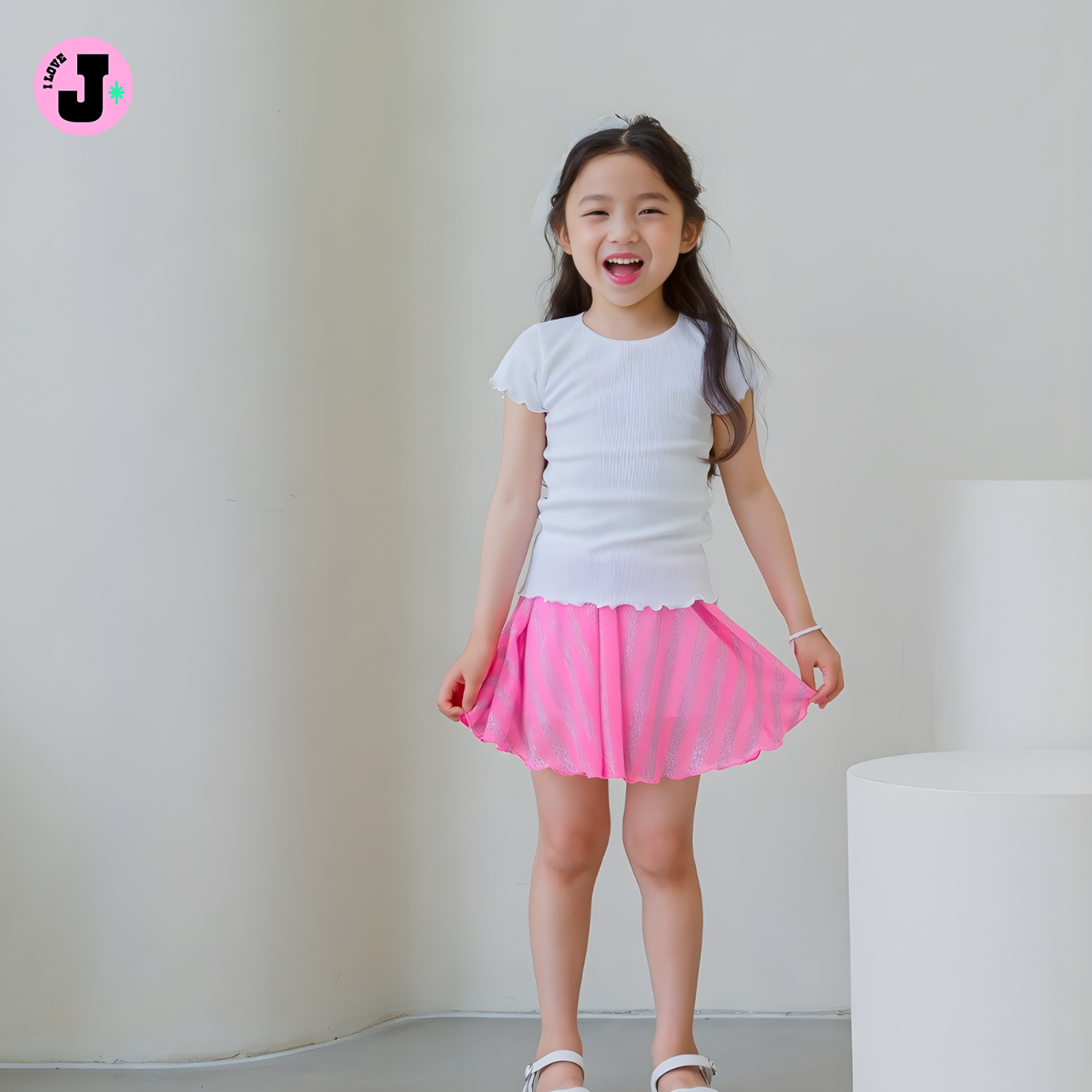 I LOVE J Kids Lightweight Striped Skirt with Inner Pants | Ages 3-8