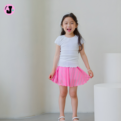 I LOVE J Kids Lightweight Striped Skirt with Inner Pants | Ages 3-8