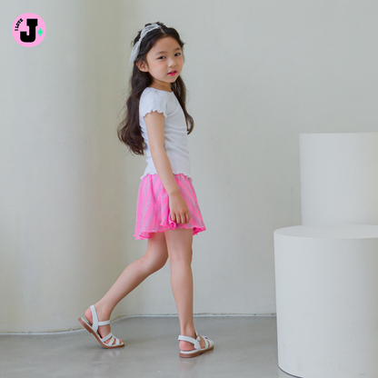 I LOVE J Kids Lightweight Striped Skirt with Inner Pants | Ages 3-8