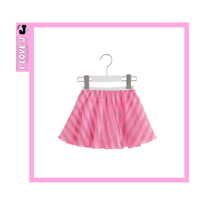 I LOVE J Kids Lightweight Striped Skirt with Inner Pants | Ages 3-8