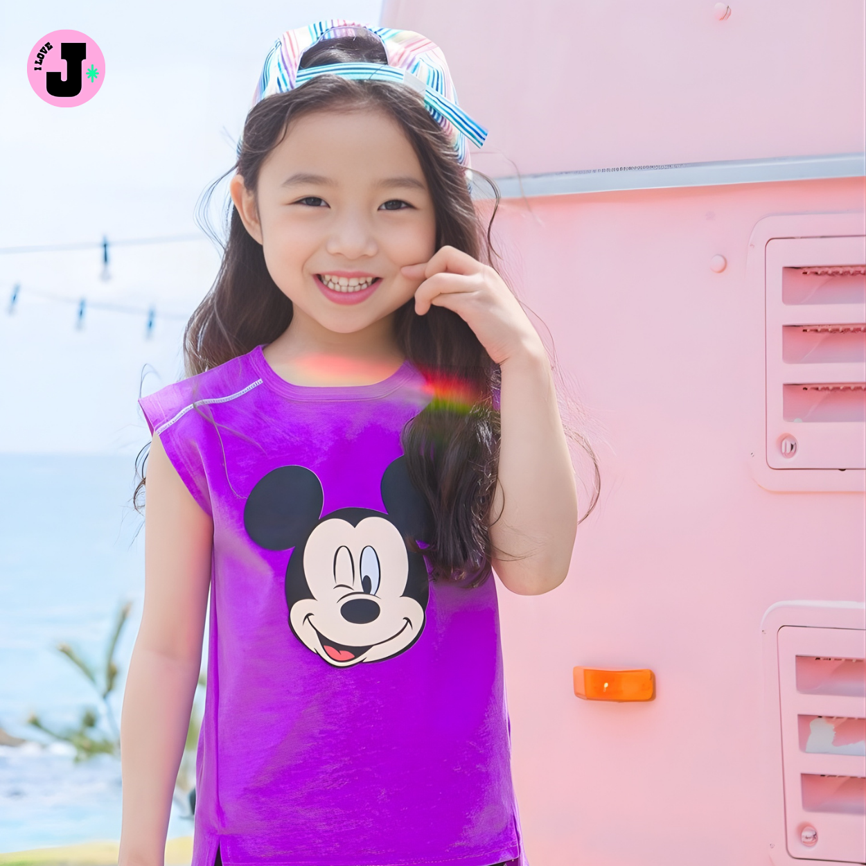 I LOVE J Unisex Mickey Mouse Kids Sleeveless Shirt Top with Color-Block Design | Ages 6-11
