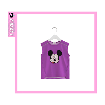 I LOVE J Unisex Mickey Mouse Kids Sleeveless Shirt Top with Color-Block Design | Ages 6-11
