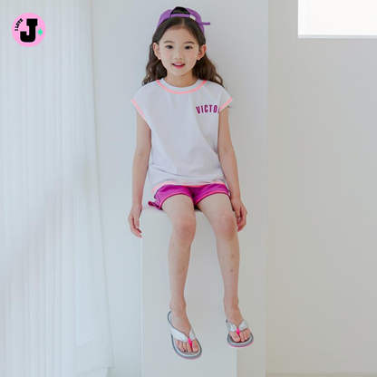 I LOVE J Kids “VICTOR” Printed Unisex White Sleeveless Shirt  | Ages 3-5