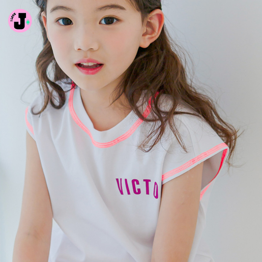 I LOVE J Kids “VICTOR” Printed Unisex White Sleeveless Shirt  | Ages 3-5