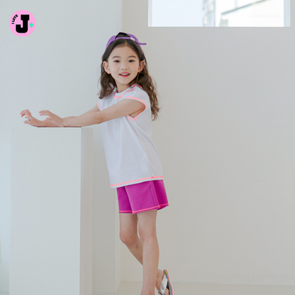 I LOVE J Kids “VICTOR” Printed Unisex White Sleeveless Shirt  | Ages 3-5