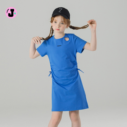 I LOVE J Kids Girls Kiil Shirred Short-Sleeve Dress | Ages 4–13
