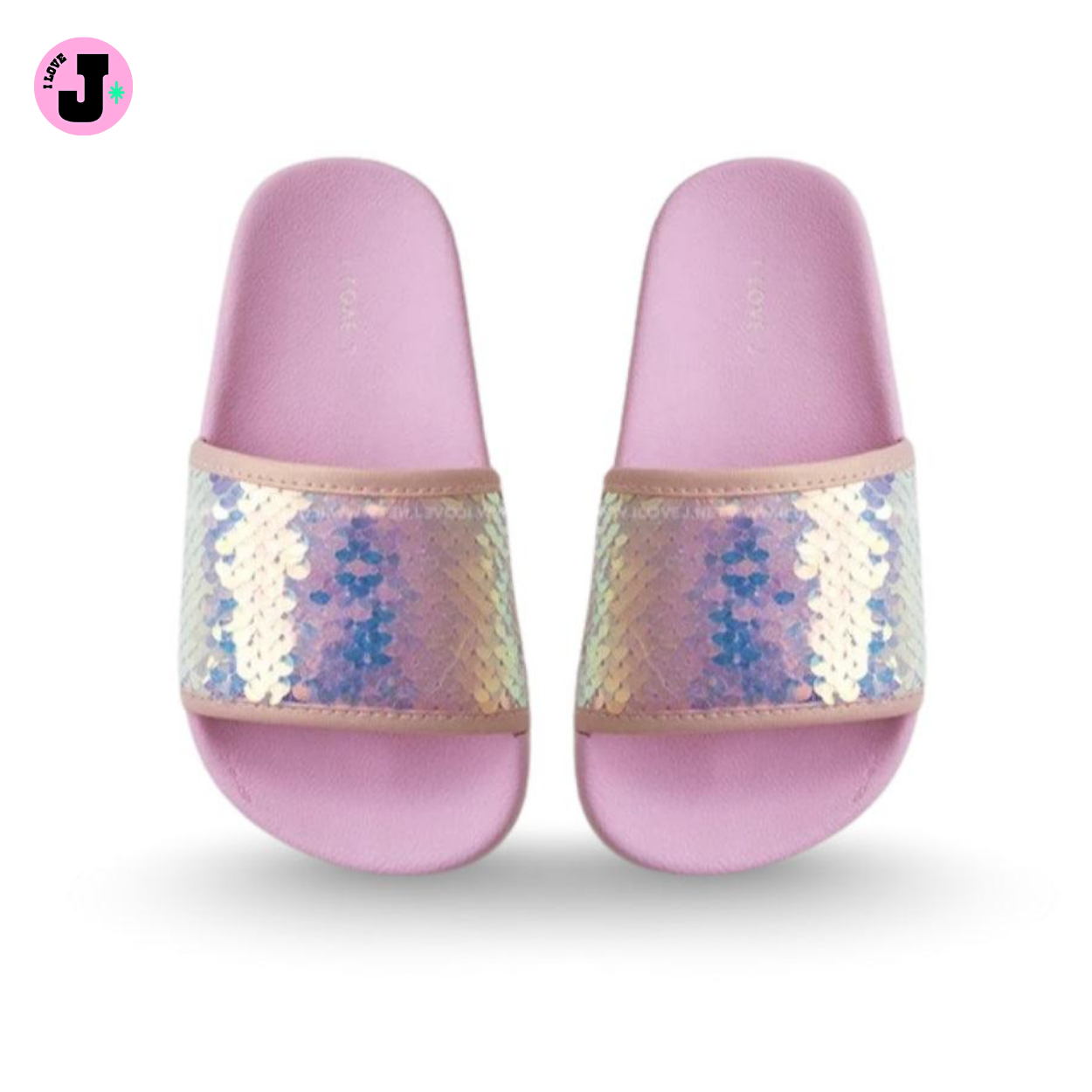 I LOVE J Kids MERMAID Pink Sequin Slip-On Slippers | Ages 7-10