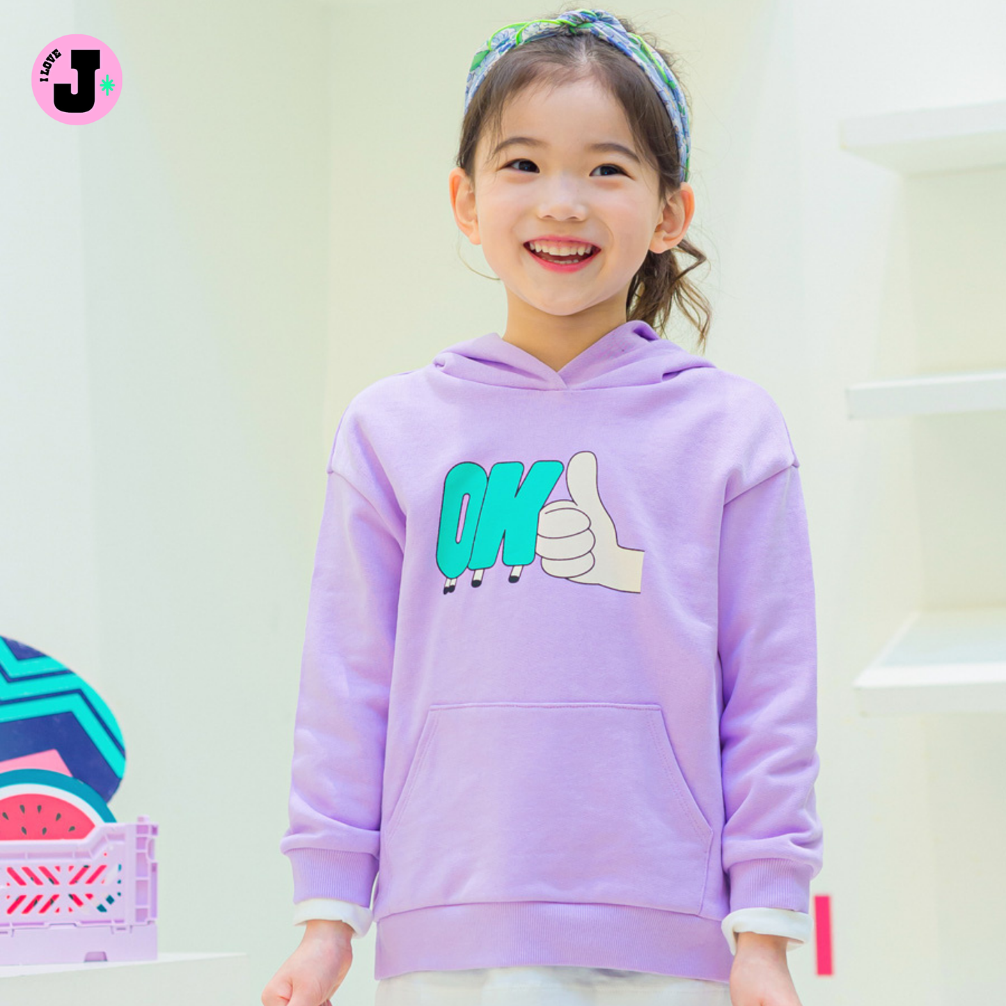 I LOVE J Kids “OK” Printed Casual Cotton Pullover Hoodie | Ages 3-7