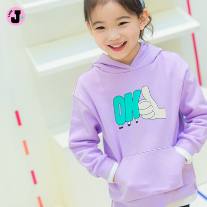 I LOVE J Kids “OK” Printed Casual Cotton Pullover Hoodie | Ages 3-7