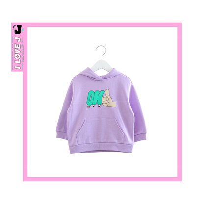 I LOVE J Kids “OK” Printed Casual Cotton Pullover Hoodie | Ages 3-7