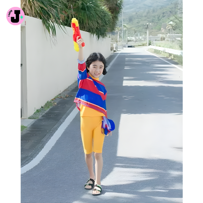 I LOVE J Kids Rainbow UV Protection Rash Guard Swimwear Set | Ages 6–11