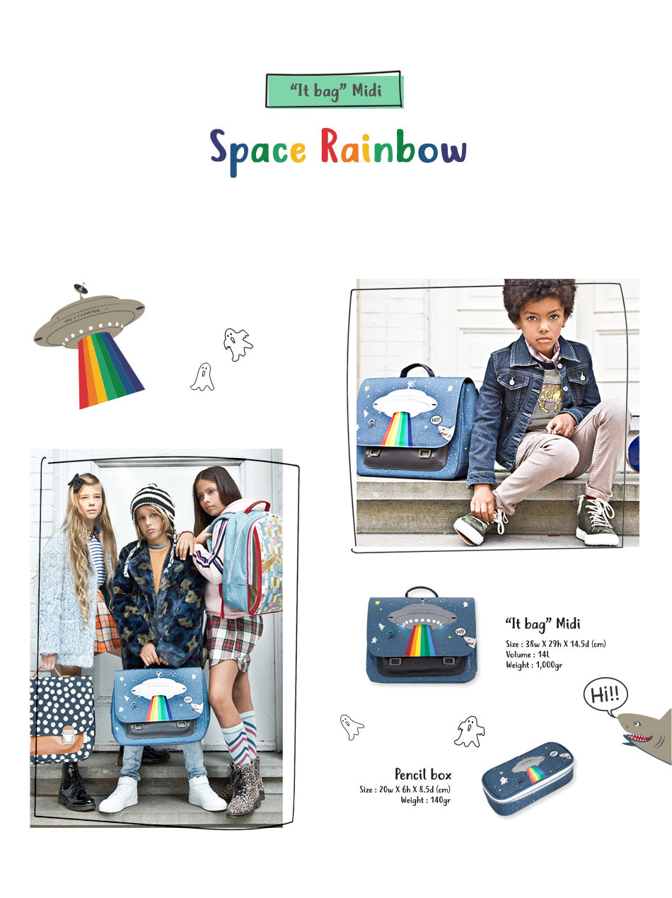 ILOVEJ Boys Space Rainbow LED School Backpack JEUNE PREMIER Collaboration Premium Durable Lightweight School Bag with LED Lights | Kids Backpack