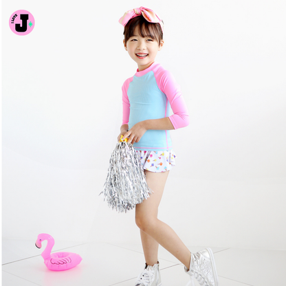 I LOVE J Kids Ice Cream Longsleeve Rash Guard Swimwear Set | Ages 3–10