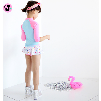 I LOVE J Kids Ice Cream Longsleeve Rash Guard Swimwear Set | Ages 3–10