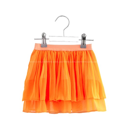HEIDI Orange Poly-Cotton Pleated Skirt