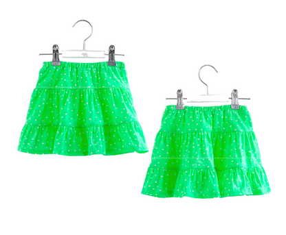 HARA Green Cotton Shirring Skirt With Inner