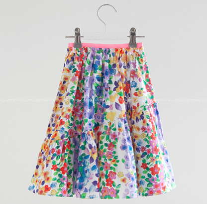 LIELLE Cotton Long Flowy Floral Skirt