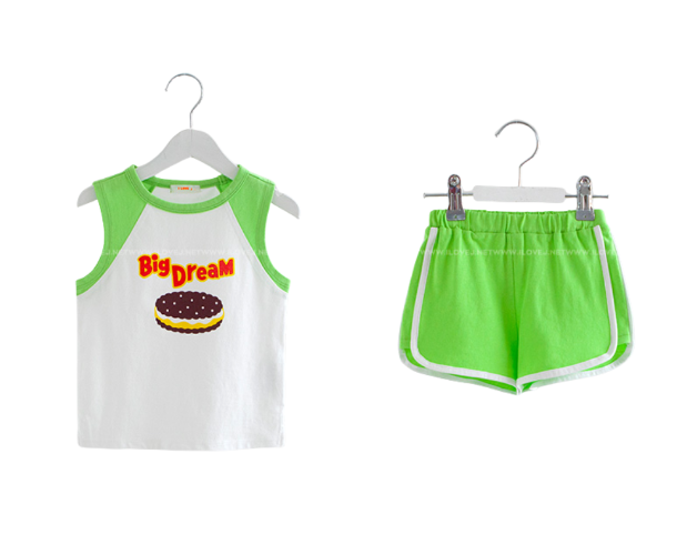 COOKIE Cotton Sleveeless Top & Bottom Unisex Set