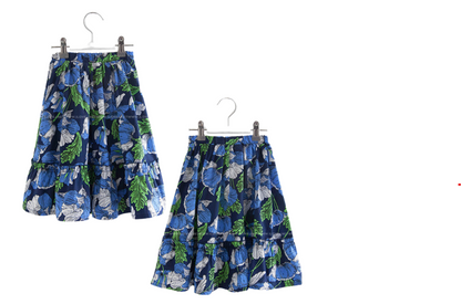 MELODY Cotton Frilled Long Floral Skirt