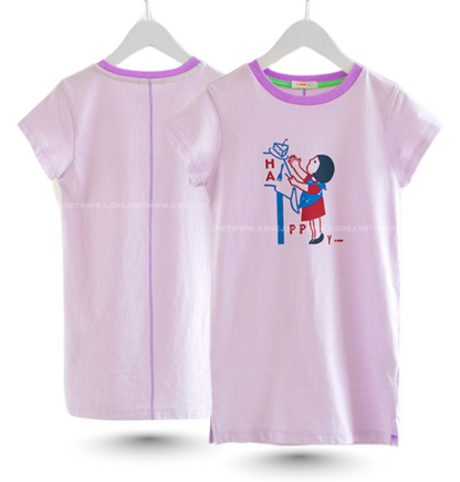 HAPPY Cotton Light Purple Casual Party Dress