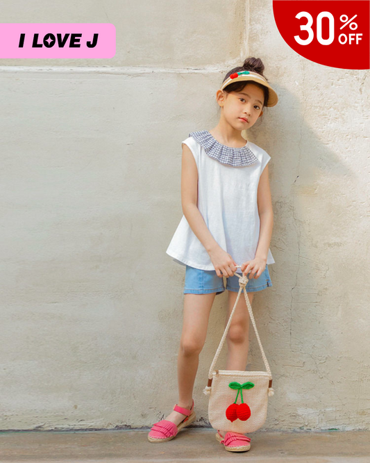 Park Check Frill Sleeveless Blouse