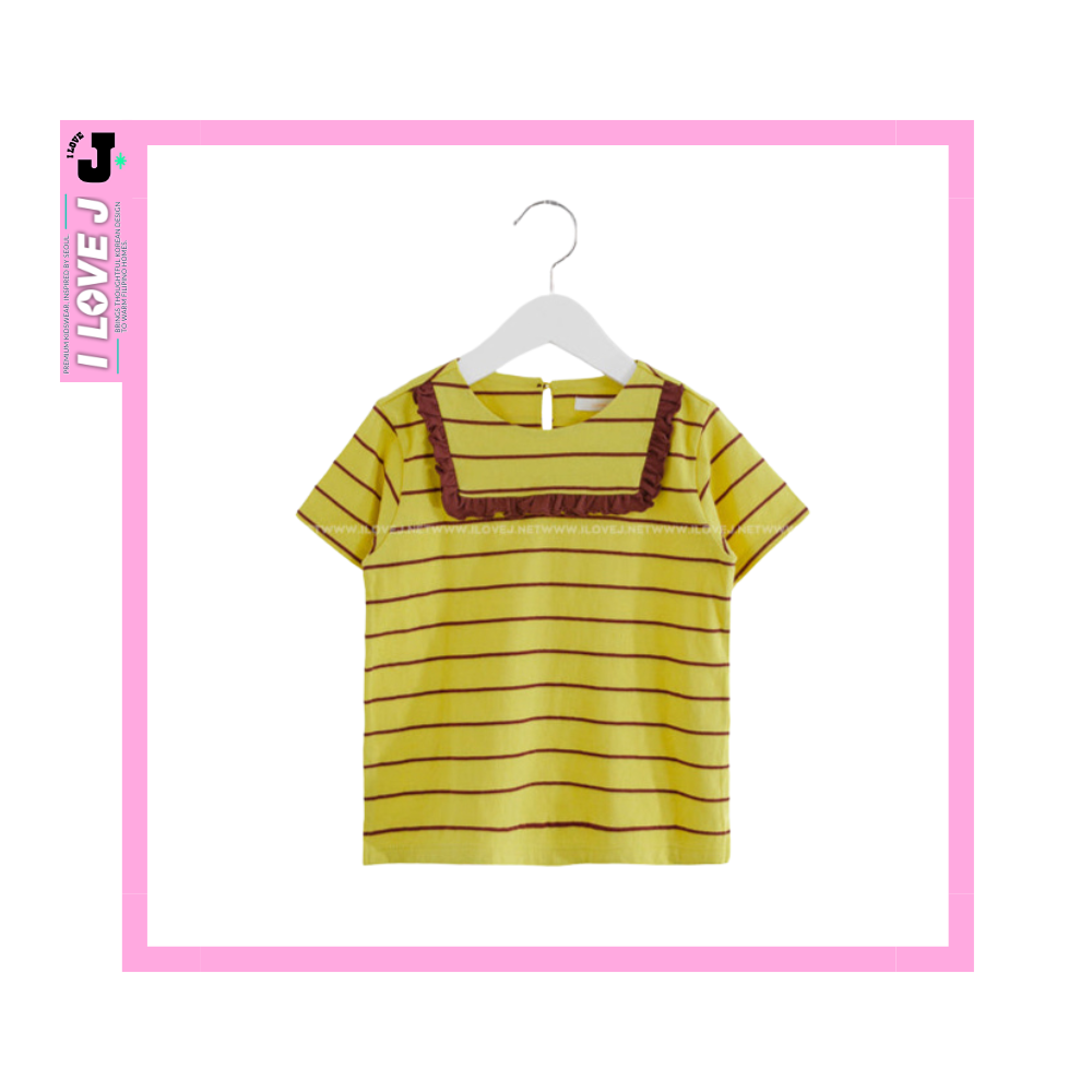 I LOVE J Kids Square Neck Frill Short-Sleeve Shirt Top  | Ages 3-8