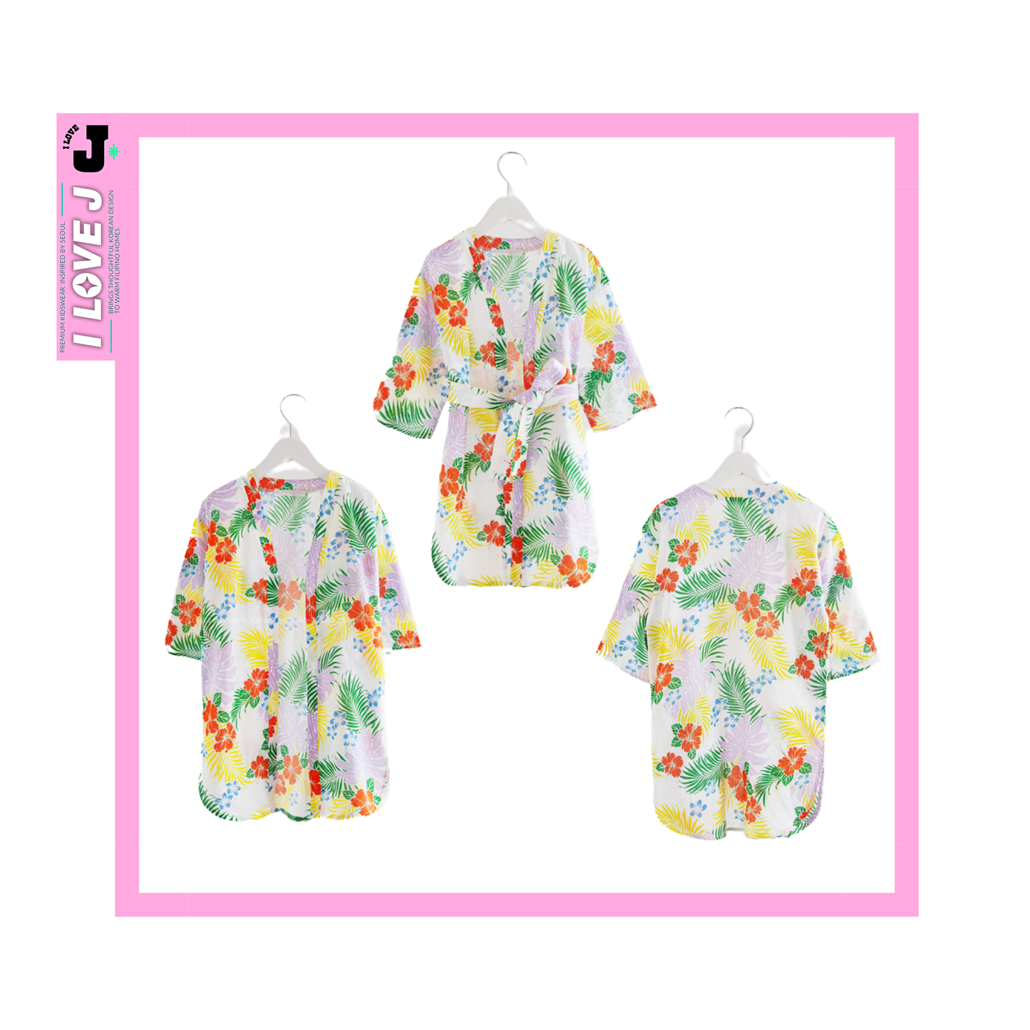 I LOVE J Kids AROHA Cotton Tropical Summer Unisex Robe | Ages 3-7
